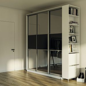 ШК-ЛБ/Б-200 тридверна шафа-купе з фасадами дзеркало графіт від Гарант НВ
