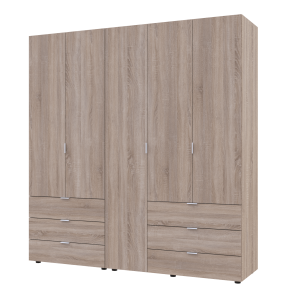 Шафа пятидверна з шухлядами для одягу Гелар Doros 3+2 ДСП білий, сонома, графіт, кашемір