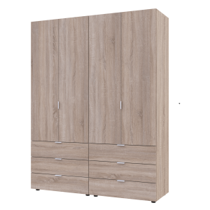 Шафа чотиридверна з шухлядами для одягу Гелар Doros 2+2 ДСП білий, сонома, графіт, кашемір