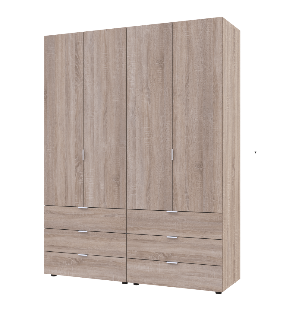 Шафа чотиридверна з шухлядами для одягу Гелар Doros 2+2 ДСП білий, сонома, графіт, кашемір