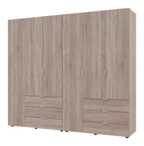 Шафа шестидверна з шухлядами для одягу Гелар Doros 3+3 ДСП білий, сонома, графіт, кашемір