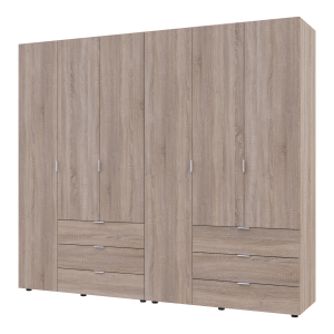 Шафа шестидверна з шухлядами для одягу Гелар Doros 3+3 ДСП білий, сонома, графіт, кашемір