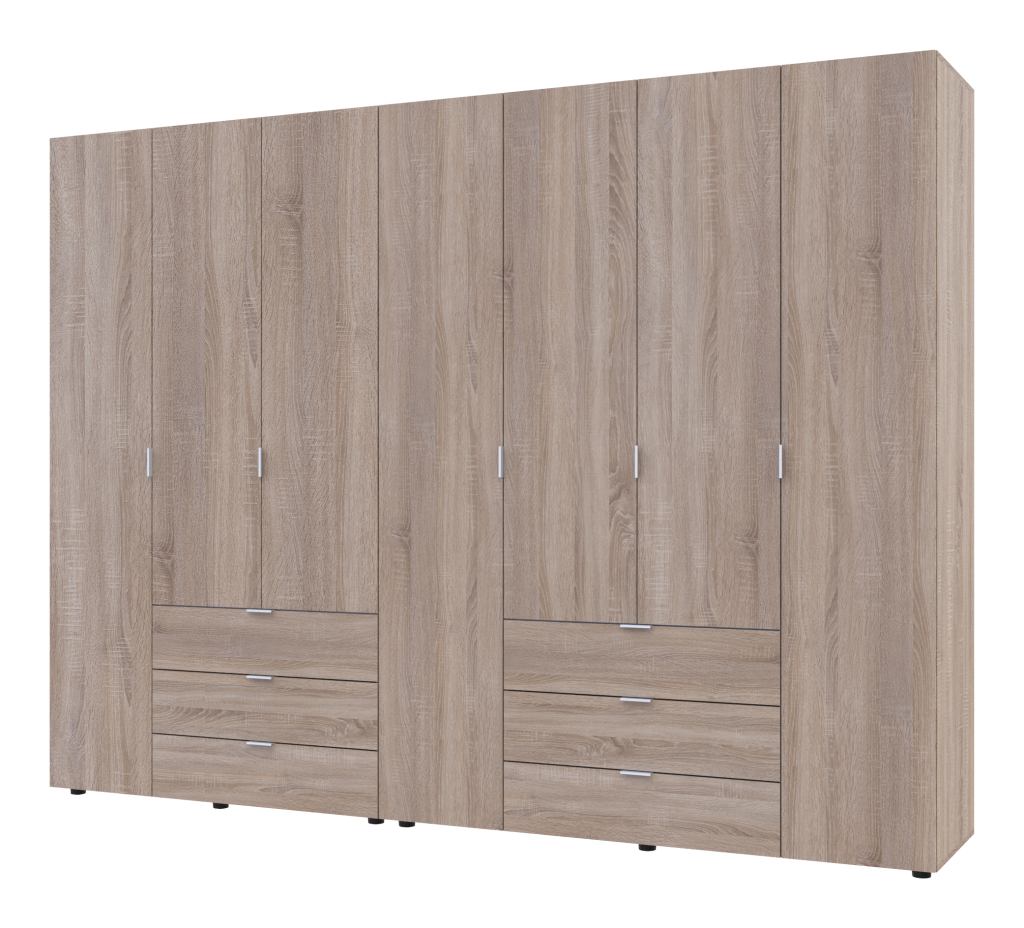 Шафа семидверна з шухлядами для одягу Гелар Doros 3+4 ДСП сонома, графіт, кашемір