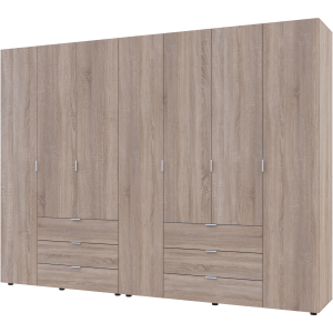 Шафа семидверна з шухлядами для одягу Гелар Doros 3+4 ДСП сонома, графіт, кашемір