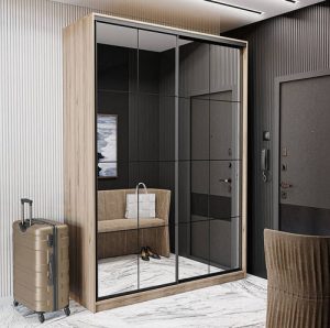 Шафа-купе дводверна ALTO Black Дзеркало Дуб крафт сірий